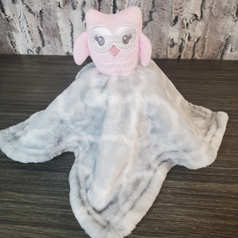 Hudson Baby HB Pink Owl Lovey Plush Security Blanket Gray‎ 14" Baby Girl